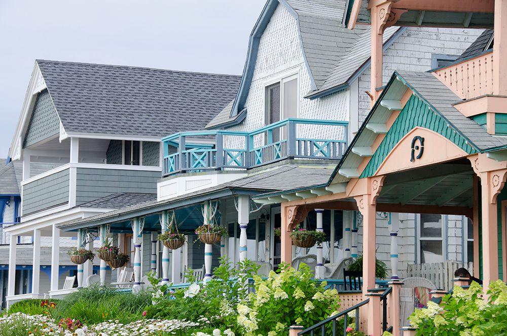 Massachusetts-Marthas Vineyard-Oak Bluffs. Historic gingerbread home.